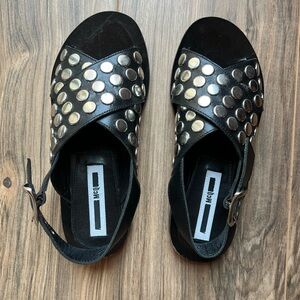 Alexander McQueen Black and Silver Studded Sandals